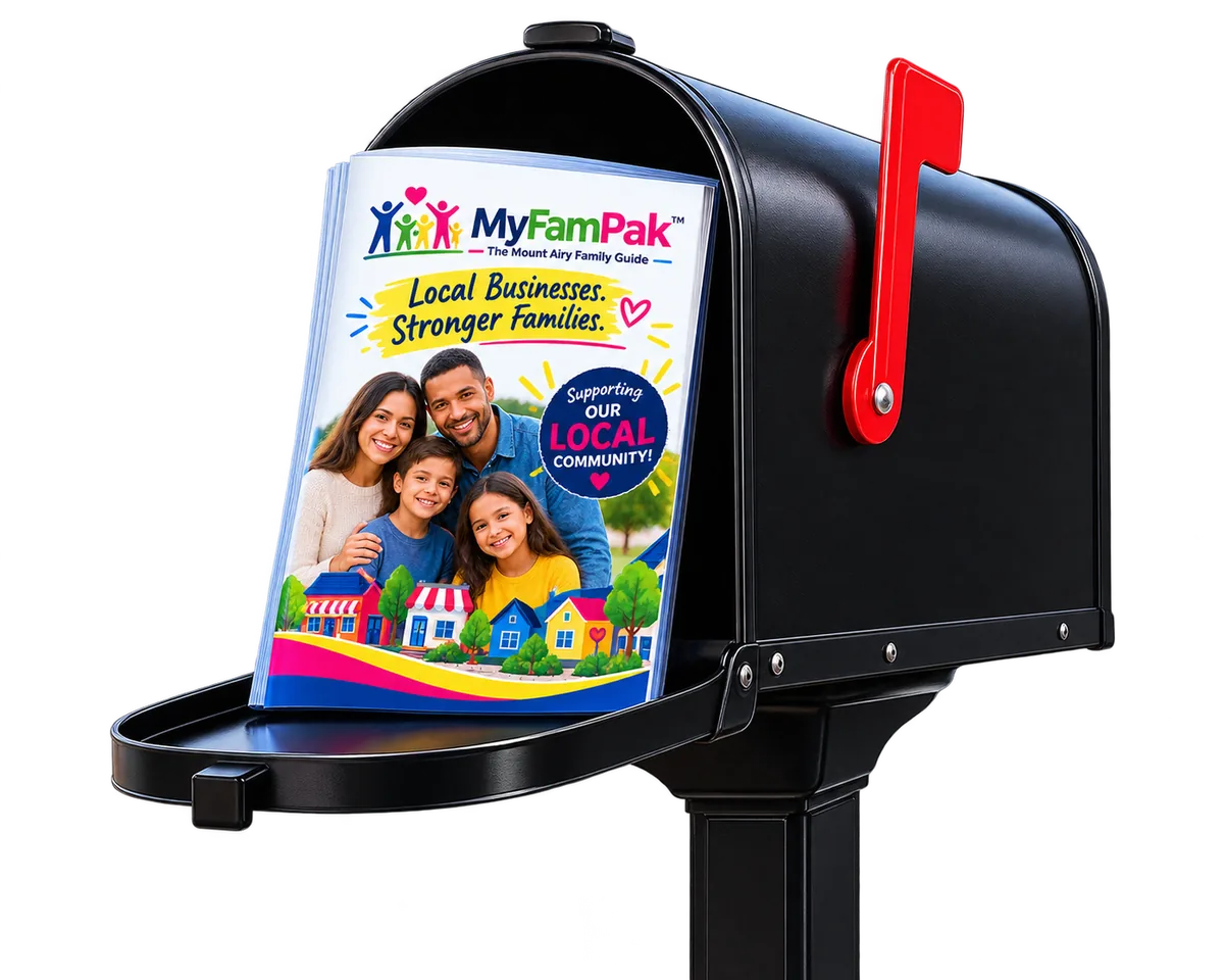 The MyFamPak Family Guide arriving in a residential mailbox